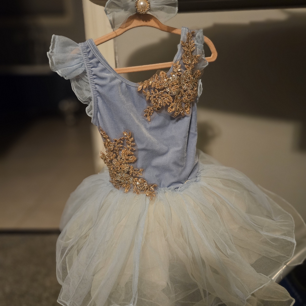 Blue and Gold Kids Dance Costume